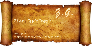 Zier Gyöngyi névjegykártya